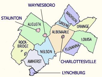 Counties Around Charlottesville Va Charlottesville Va Communities-Charlottesville Surrounding Areas- Charlottesville Area Map